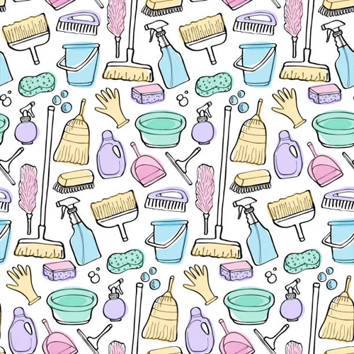 cleaning-tools-doodle-vector-seamless-pattern